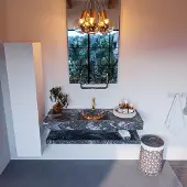 Mondiaz Alan DLux planchet 130cm met wastafel midden 1 kraangat lava
