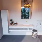 Mondiaz Alan DLux planchet 150cm met wastafel rechts zonder kraangat ostra