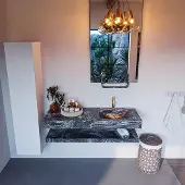 Mondiaz alan-dlux 130 cm planchet lava. Vrijhangende wastafel cloud rechts 1 kraangat, kleur lava.