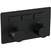 Brauer Black Carving 3-weg inbouwthermostaat met drukknoppen met in- en afbouwdelen mat zwart
