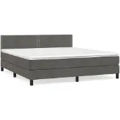 vidaXL Boxspring met matras fluweel donkergrijs 180x200 cm
