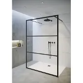 Riho Grid GB401 Inloopdouche Vrijstaand 120cm Met Mat Zwart Profiel - Veiligheidsglas - Douche, Douchewanden, Inloopdouche, Vrijstaande Wand - 8714148593561