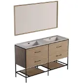 Differnz Industrial badkamermeubelset 140x82x46cm FSC MFC board / Wit keramiek Forest mat 36.011.91