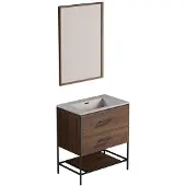 Differnz Industrial badkamermeubelset 75x82x46cm FSC MFC board / Wit keramiek Walnut mat 36.011.80