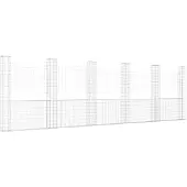 vidaXL Schanskorf U-vormig met 6 palen 620x20x200 cm ijzer