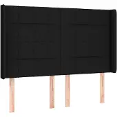 vidaXL Hoofdbord met randen 147x16x118/128 cm stof zwart
