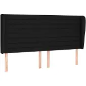vidaXL Hoofdbord met randen 183x23x118/128 cm stof zwart