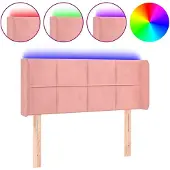 vidaXL Hoofdbord LED 103x16x78/88 cm fluweel roze