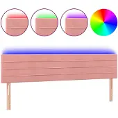 vidaXL Hoofdbord LED 200x5x78/88 cm fluweel roze