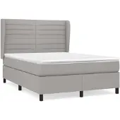 vidaXL Boxspring met matras stof lichtgrijs 140x200 cm