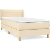 vidaXL Boxspring met matras stof crèmekleurig 100x200 cm