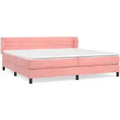 vidaXL Boxspring met matras fluweel roze 200x200 cm