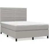 vidaXL Boxspring met matras stof lichtgrijs 140x200 cm