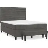 vidaXL Boxspring met matras fluweel donkergrijs 140x190 cm