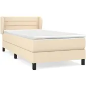 vidaXL Boxspring met matras stof crèmekleurig 90x200 cm