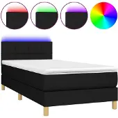 vidaXL Boxspring met matras en LED stof zwart 80x200 cm