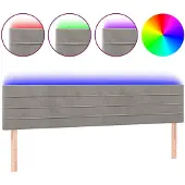 vidaXL Hoofdbord LED 180x5x78/88 cm fluweel lichtgrijs
