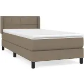vidaXL Boxspring met matras stof taupe 100x200 cm