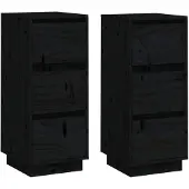 vidaXL Dressoirs 2 st 32x34x75 cm massief grenenhout zwart