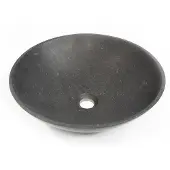 Saniclass Waskom 42x42x12cm - rond - natuursteen basalt Gepolijst zwart
