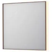 Ink SP32 Spiegel In Kader 80x80cm Indirecte LED Verlichting Rondom - Geborsteld Koper - Glas - Vierkant - Spiegels, Badkamerspiegels - 8718835177003