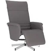 vidaXL Fauteuil verstelbaar met voetensteun kunstleer grijs