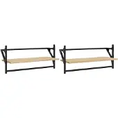 vidaXL Wandschappen met stangen 2 st 65x25x30 cm sonoma eikenkleurig