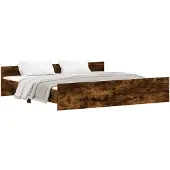 vidaXL Bedframe met hoofd- en voeteneinde gerookt eiken 180x200 cm
