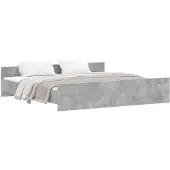 vidaXL Bedframe met hoofd- en voeteneinde betongrijs 200x200 cm