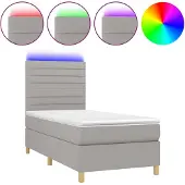 vidaXL Boxspring met matras en LED stof lichtgrijs 100x200 cm