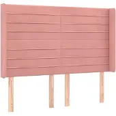 vidaXL Hoofdbord met randen 147x16x118/128 cm fluweel roze