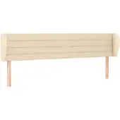 vidaXL Hoofdbord met randen 203x23x78/88 cm stof crèmekleurig