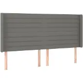 vidaXL Hoofdbord met randen 203x16x118/128 cm stof donkergrijs