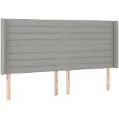 vidaXL Hoofdbord met randen 203x16x118/128 cm stof lichtgrijs