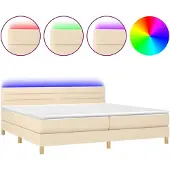 vidaXL Boxspring met matras en LED stof crèmekleurig 200x200 cm