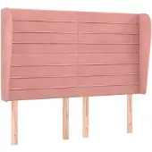 vidaXL Hoofdbord met randen 147x23x118/128 cm fluweel roze