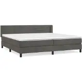 vidaXL Boxspring met matras fluweel donkergrijs 200x200 cm