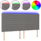 vidaXL Hoofdbord LED 200x5x118/128 cm stof donkergrijs
