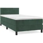 vidaXL Boxspring met matras fluweel donkergroen 100x200 cm
