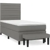 vidaXL Boxspring met matras stof donkergrijs 80x200 cm