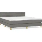 vidaXL Boxspring met matras stof donkergrijs 160x200 cm