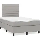 vidaXL Boxspring met matras stof lichtgrijs 120x200 cm
