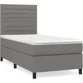 vidaXL Boxspring met matras stof donkergrijs 90x190 cm