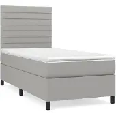 vidaXL Boxspring met matras stof lichtgrijs 90x200 cm