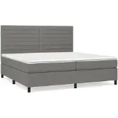 vidaXL Boxspring met matras stof donkergrijs 200x200 cm
