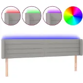 vidaXL Hoofdbord LED 203x16x78/88 cm stof lichtgrijs