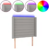 vidaXL Hoofdbord LED 83x16x118/128 cm stof lichtgrijs