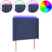 vidaXL Hoofdbord LED 93x16x118/128 cm stof blauw