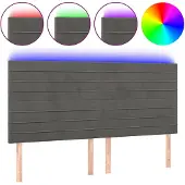 vidaXL Hoofdbord LED 180x5x118/128 cm fluweel donkergrijs