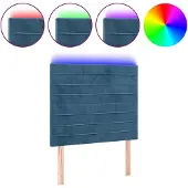 vidaXL Hoofdbord LED 100x5x118/128 cm fluweel donkerblauw